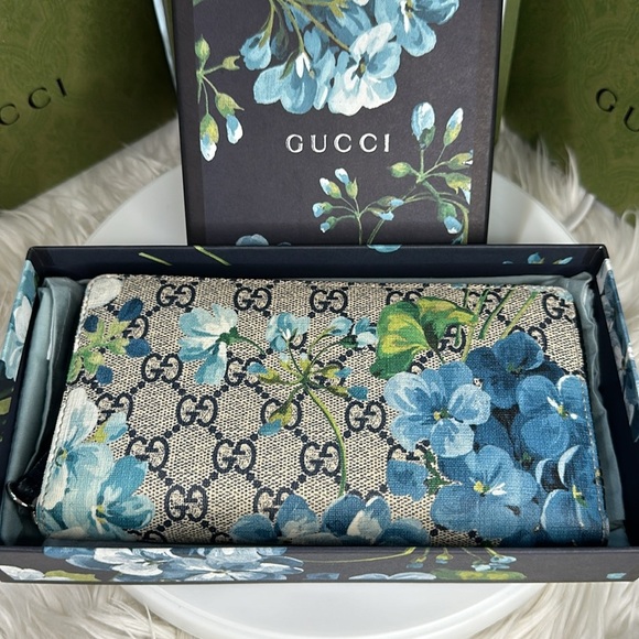 Gucci Supreme GG Monogram with Blue Floral Zippy Wallet - Made in Italy - NWT - Picture 7 of 17